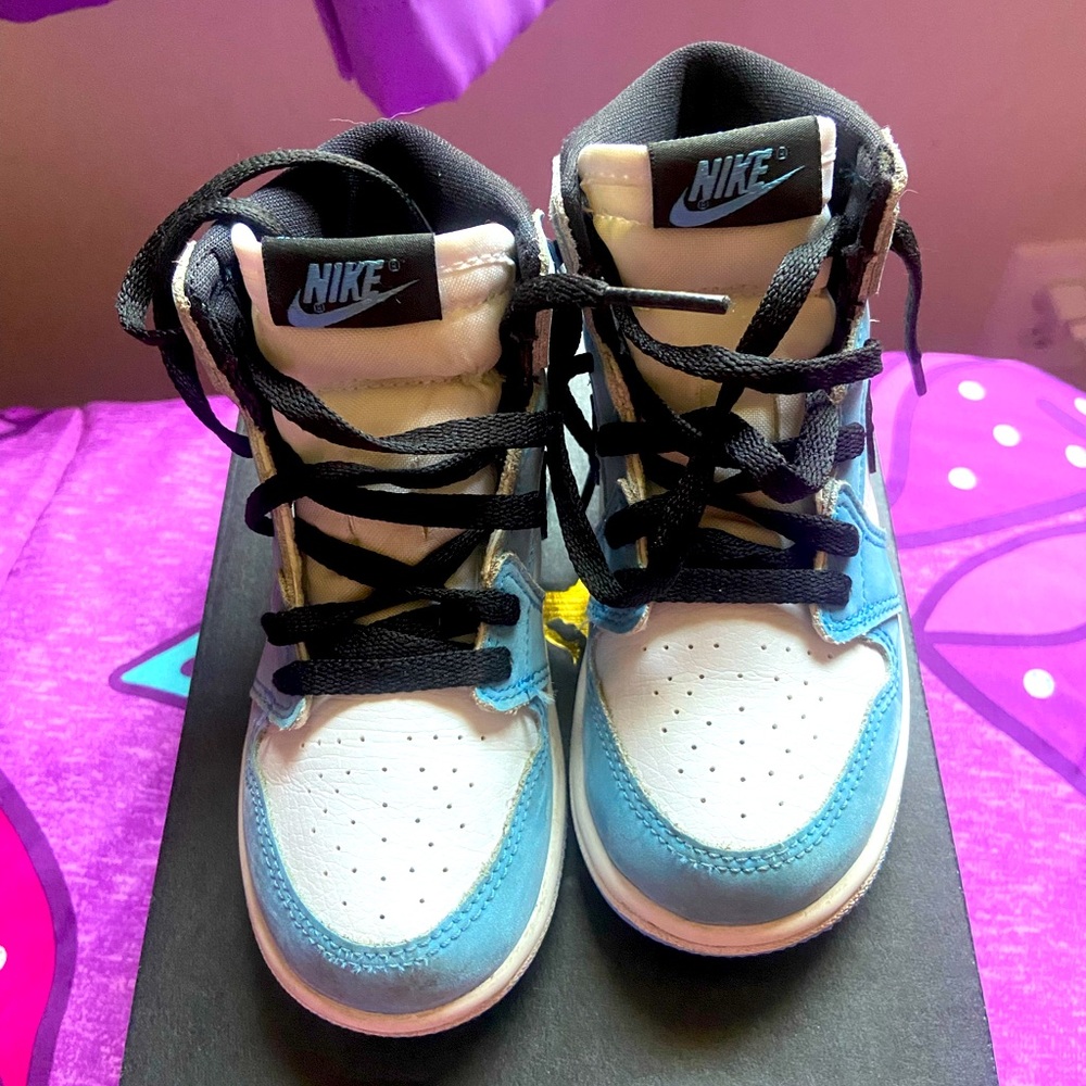 Toddler University Blue Jordan 1 Shoe High Size 9C Unisex Kids Shoe